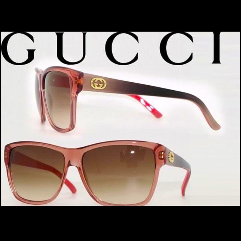 Gucci Pink Brown Gradient Square Sunglasses